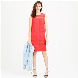 💚EUC💚 J. CREW geo-lace red shift dress ~ TXS